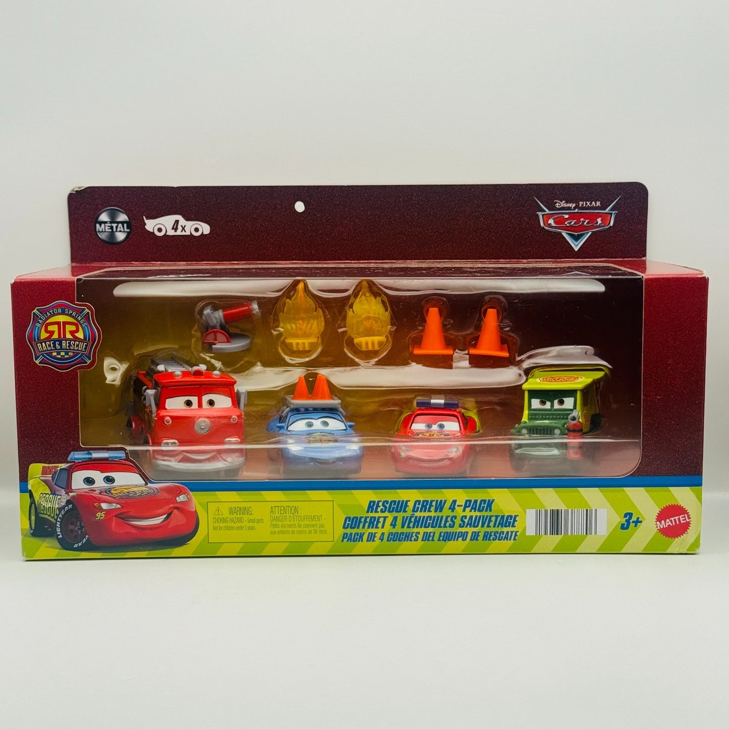 Disney Pixar Cars - NEON RACE & RESCUE 4-PACK RED, SARGE, SALLY - 1:55 Diecast