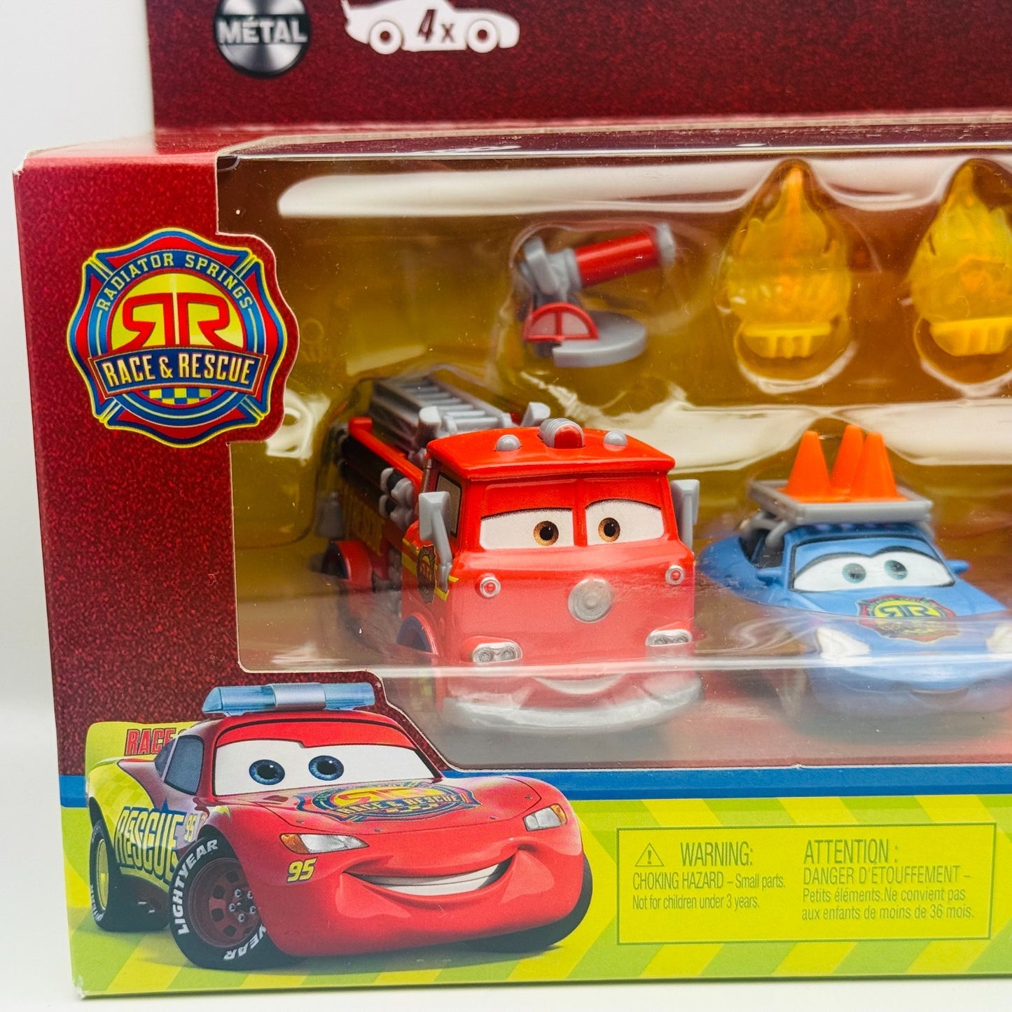 Disney Pixar Cars - NEON RACE & RESCUE 4-PACK RED, SARGE, SALLY - 1:55 Diecast