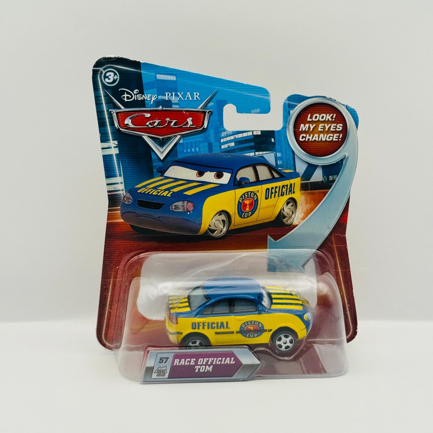 Disney Pixar Cars - RACE OFFICIAL TOM LENTICULAR My Eyes Change - 1:55 Diecast