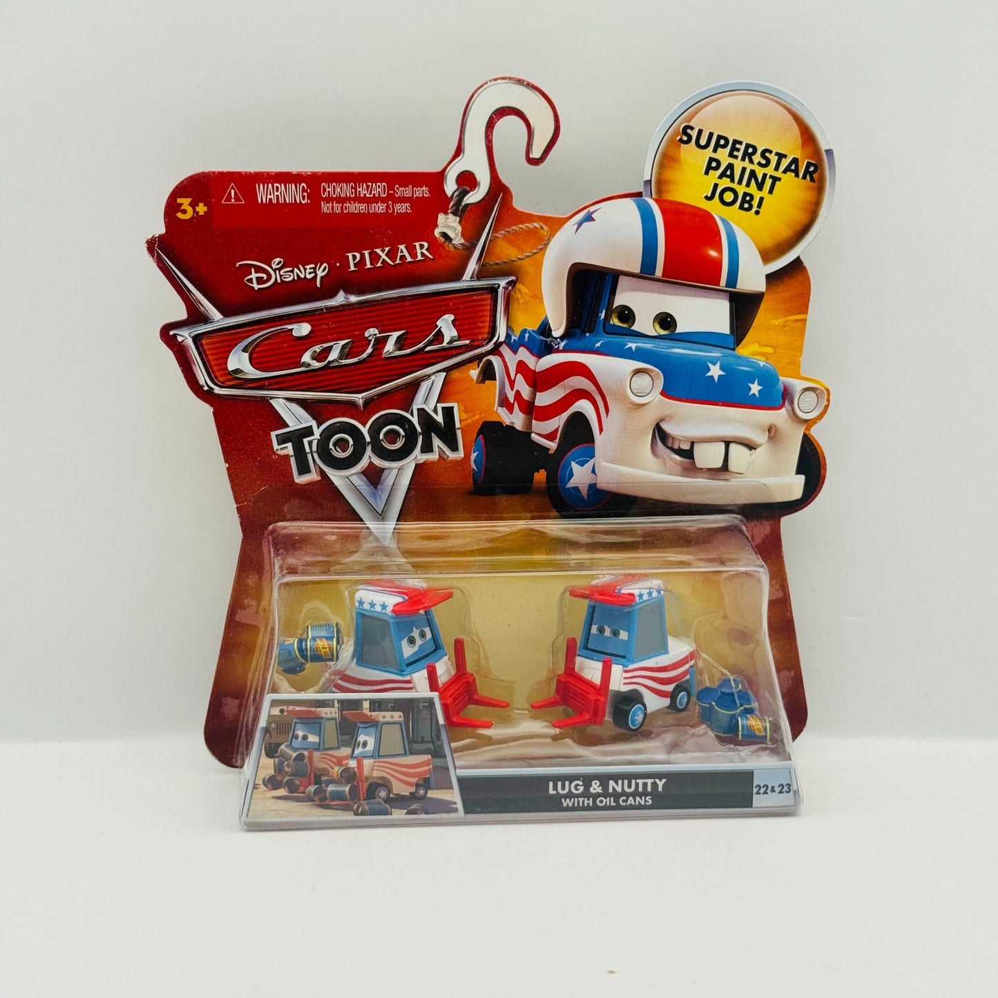 Disney Pixar Cars Toon LUG & NUTTY WITH OIL CANS Mater The Greater 1:55 Diecast