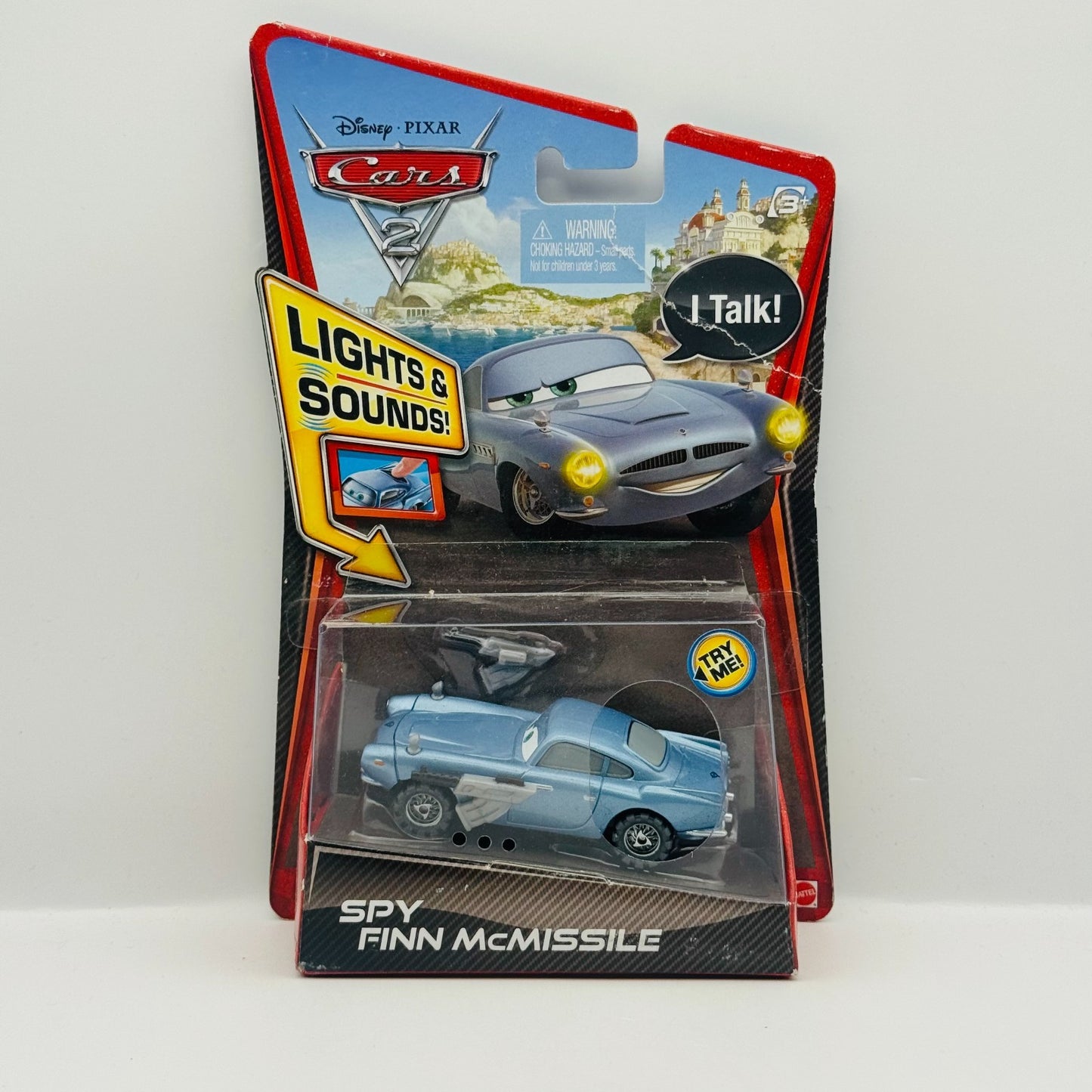 Disney Pixar Cars - LIGHTS & SOUNDS SPY FINN MCMISSILE WITH GUNS - 1:55 Diecast