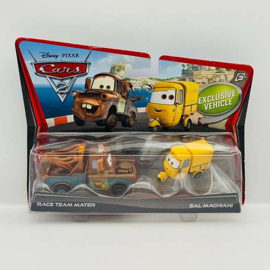 Disney Pixar Cars - RACE TEAM MATER & SAL MACHIANI APE Cars 2 2011 1:55 Diecast