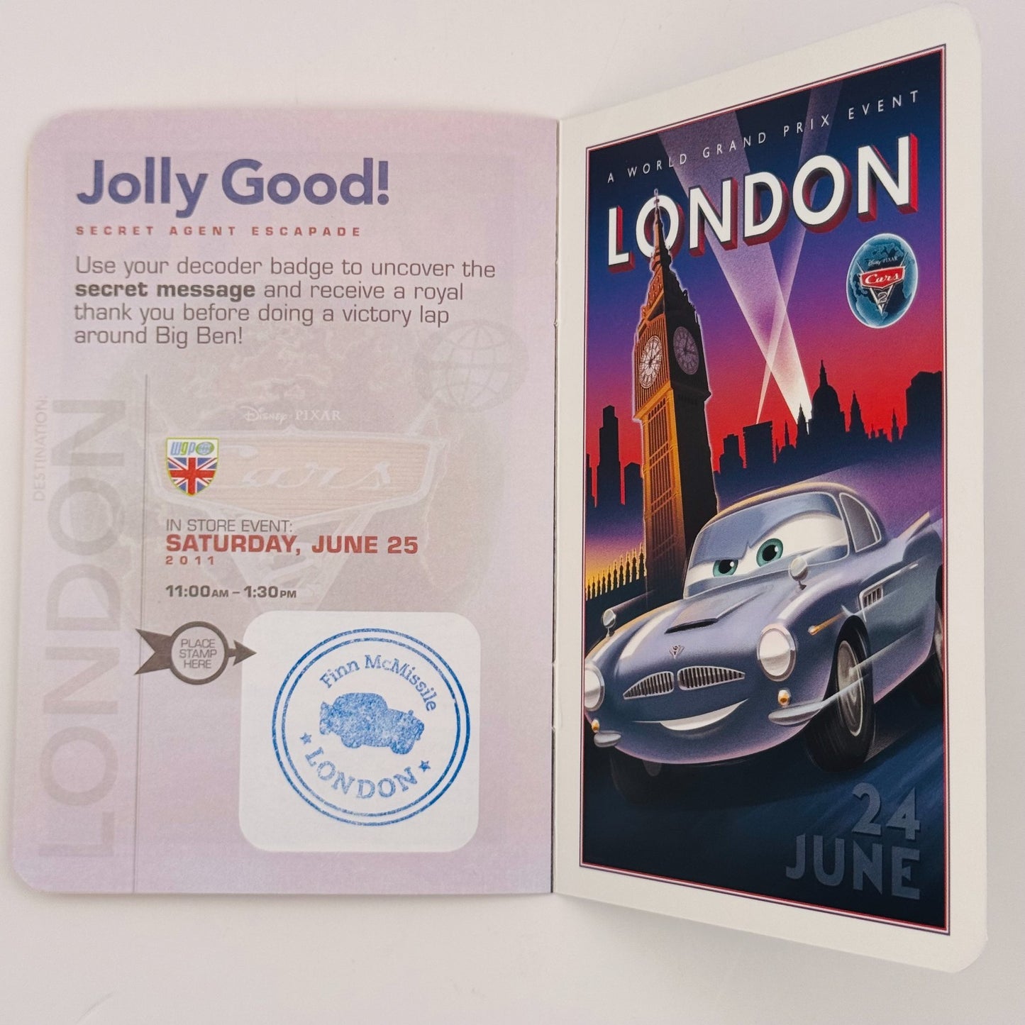 Disney Pixar Cars - CARS 2 PASSPORT PROMOTIONAL BOOKLET - Disney Store 2011