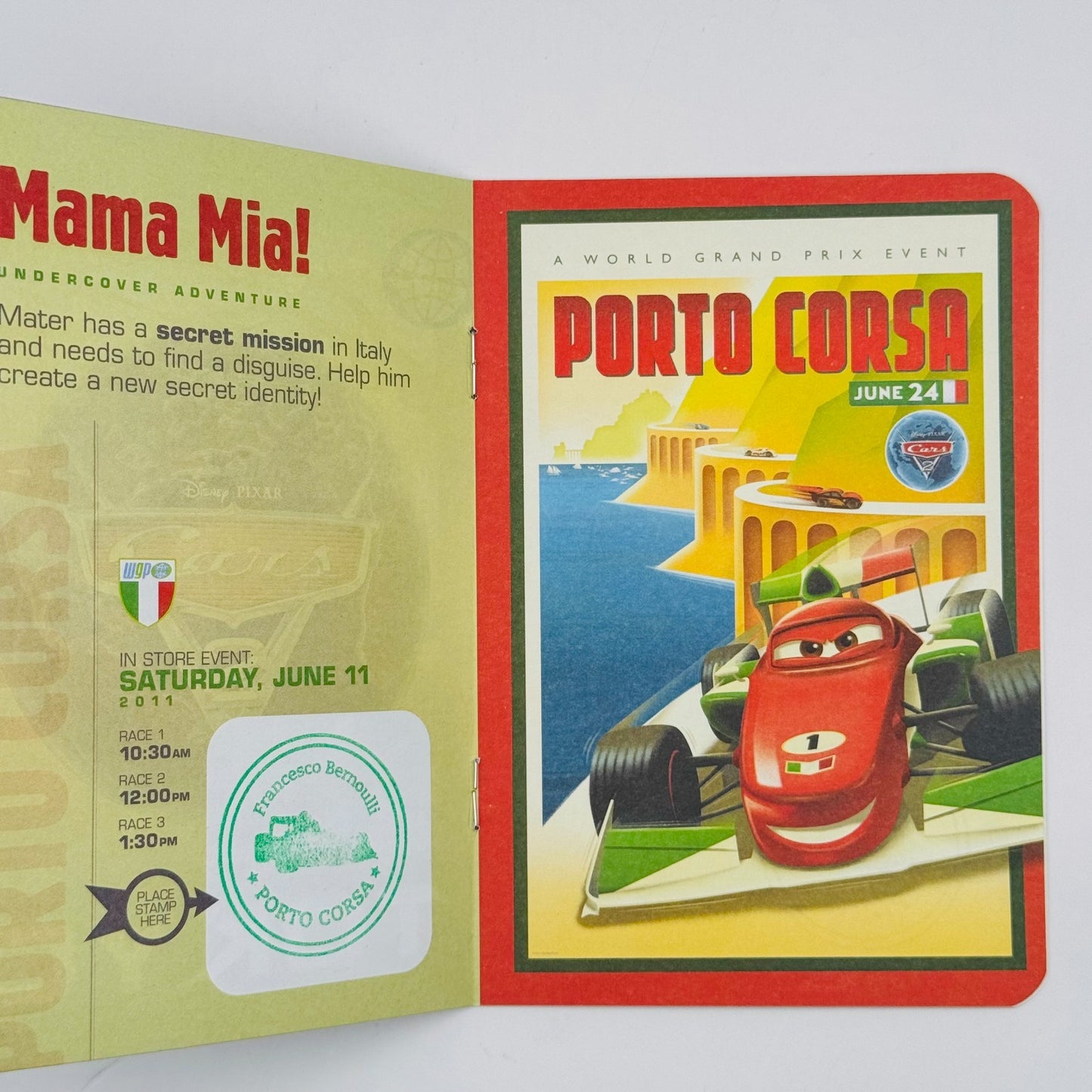 Disney Pixar Cars - CARS 2 PASSPORT PROMOTIONAL BOOKLET - Disney Store 2011