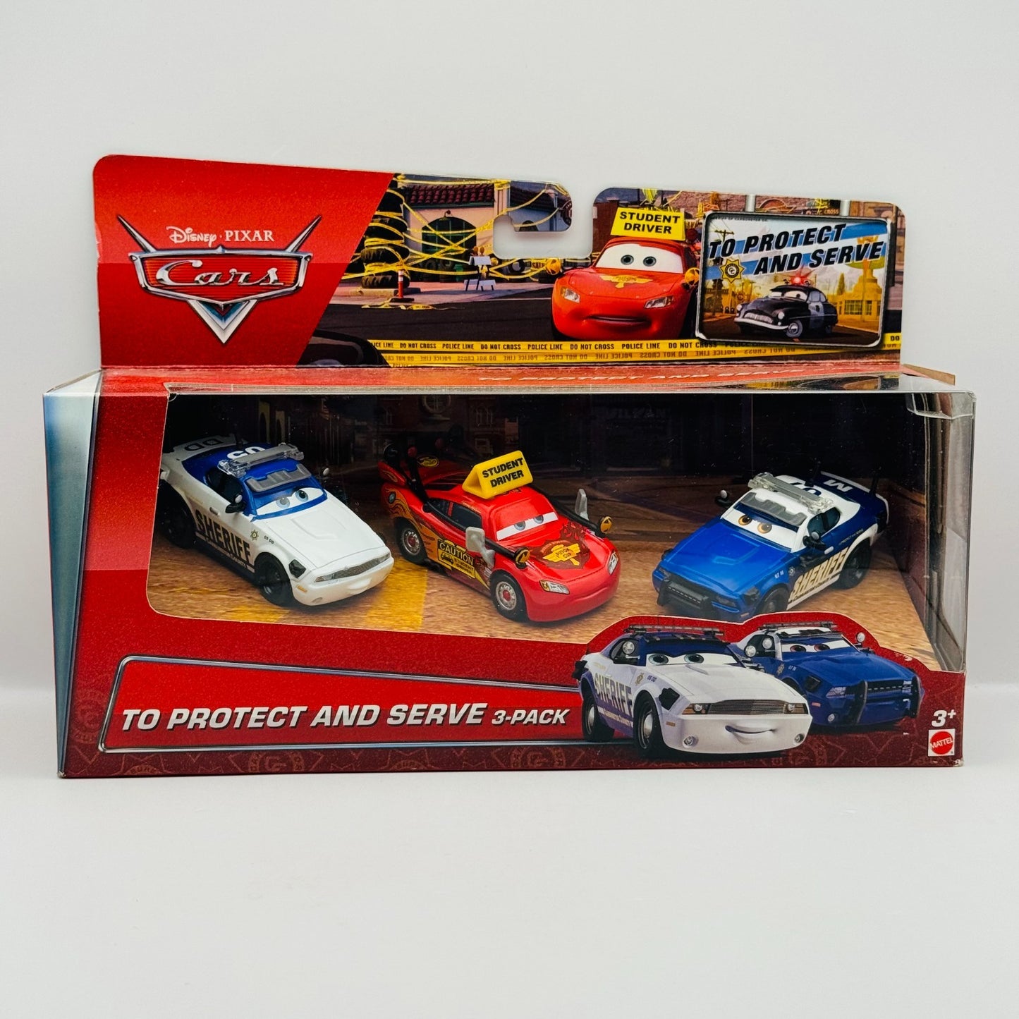 Disney Pixar Cars - TO PROTECT AND SERVE 3-PACK MIKE DIDI MCQUEEN - 1:55 Diecast