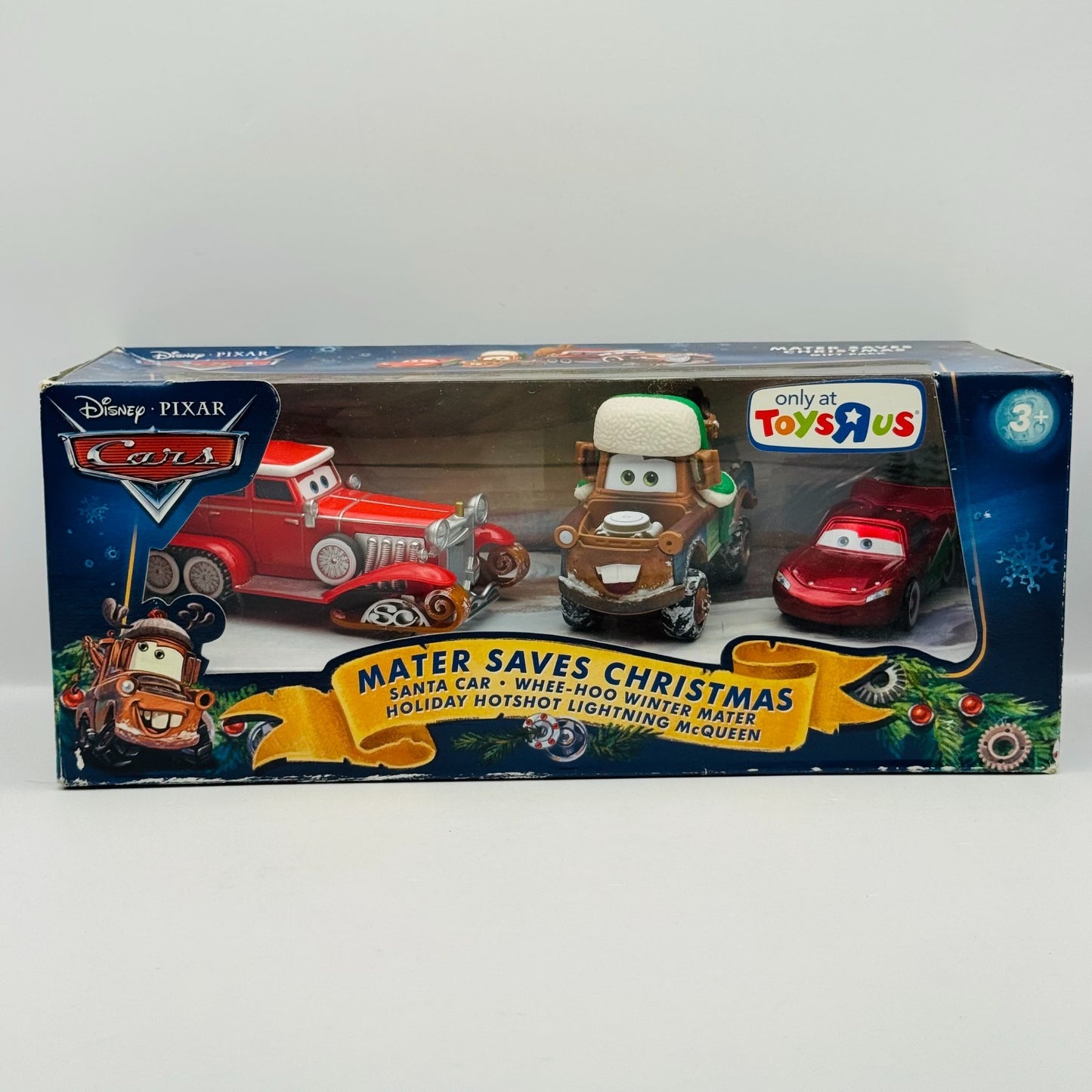 Disney Pixar Cars - MATER SAVES CHRISTMAS 3-PK W/ SANTA CAR 2010 - 1:55 Diecast
