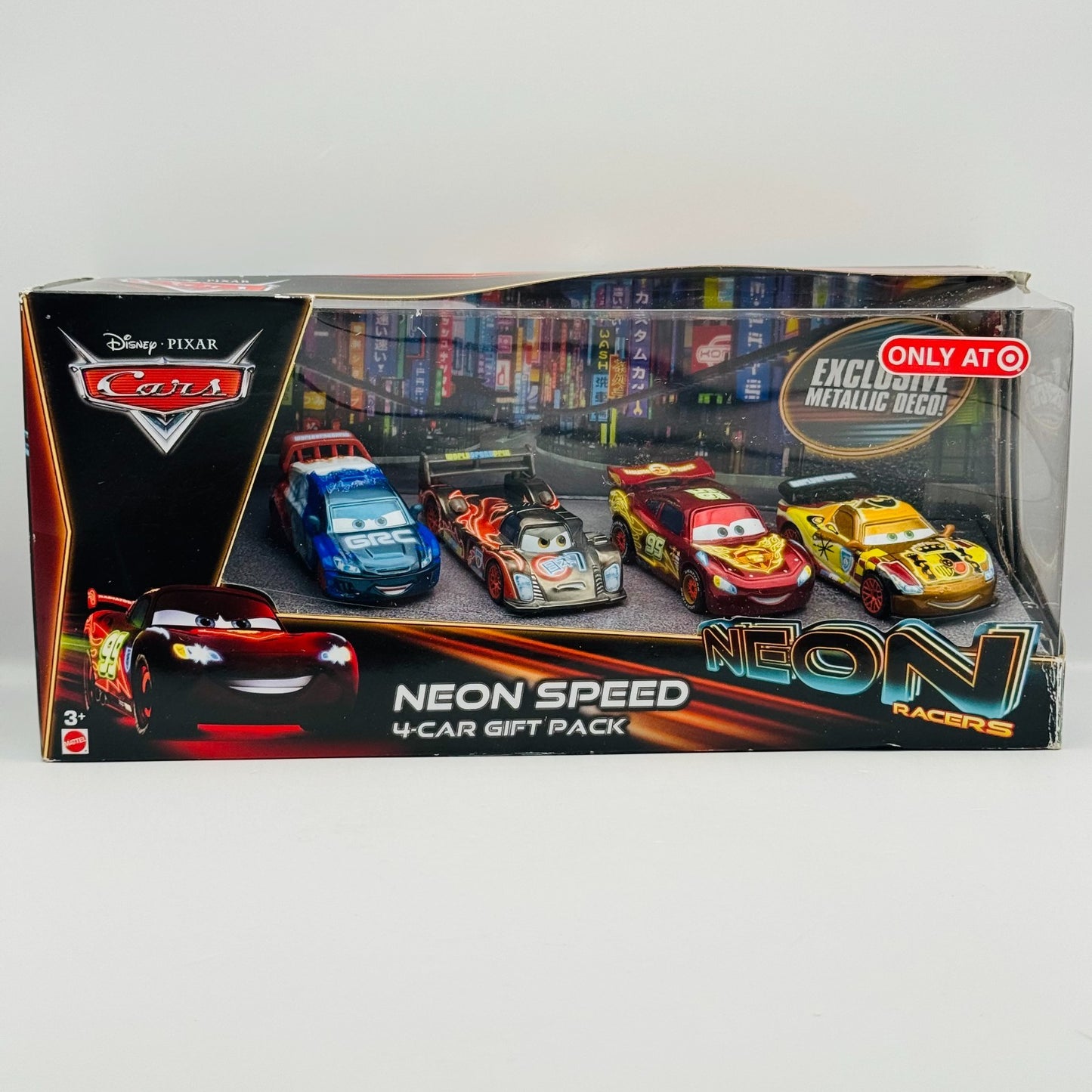 Disney Pixar Cars - NEON SPEED 4-PK NEON RACERS SHU MIGUEL MCQUEEN- 1:55 Diecast