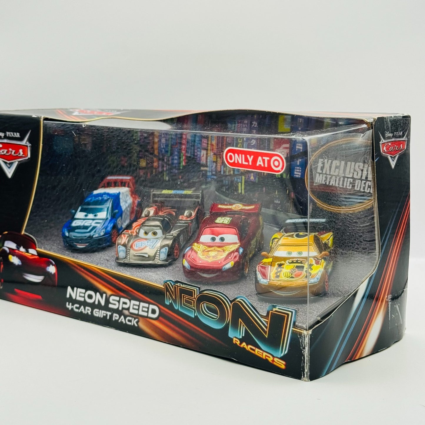 Disney Pixar Cars - NEON SPEED 4-PK NEON RACERS SHU MIGUEL MCQUEEN- 1:55 Diecast