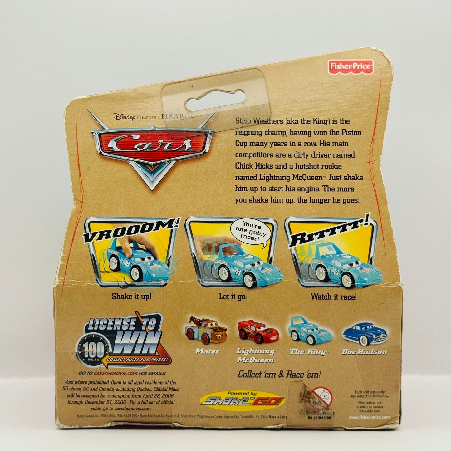 Disney Pixar Cars - SHAKE N GO - THE KING - Fisher Price 2006