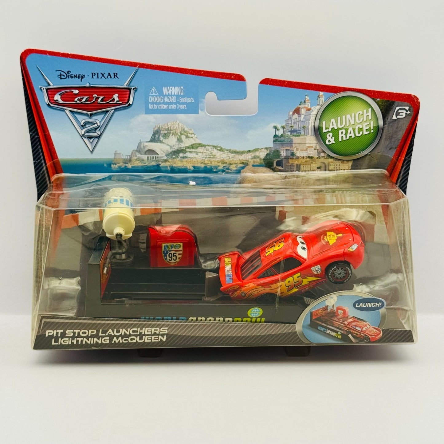 Disney Pixar Cars - PIT STOP LAUNCHERS MCQUEEN HAPPY VARIANT Cars 2 1:55 Diecast