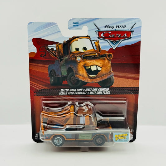 Disney Pixar Cars - PIT CREW MEMBER MATER WITH SIGN 2024 - 1:55 Diecast