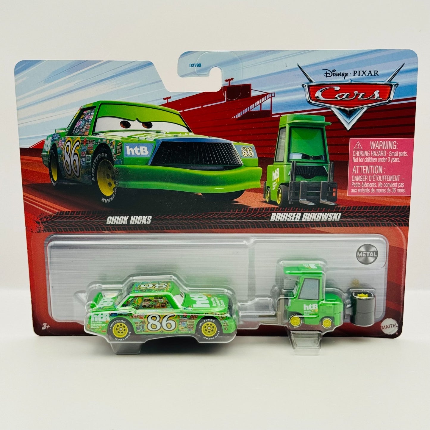 Disney Pixar Cars - CHICK HICKS & HTB PITTY BRUISER BUKOWSKI 2022 - 1:55 Diecast