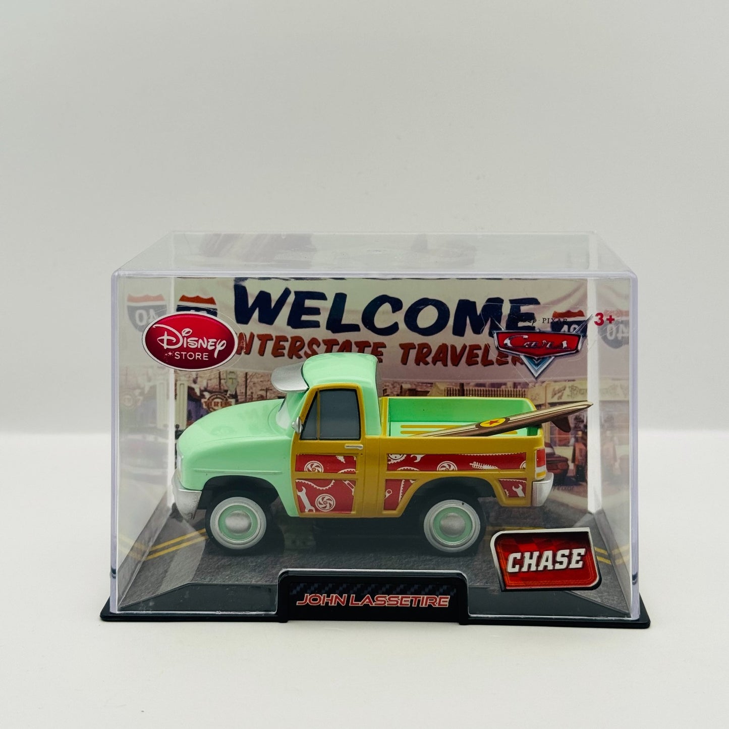 Disney Pixar Cars - JOHN LASSETIRE W/ SURF BOARD Disney Store - 1:43 Diecast