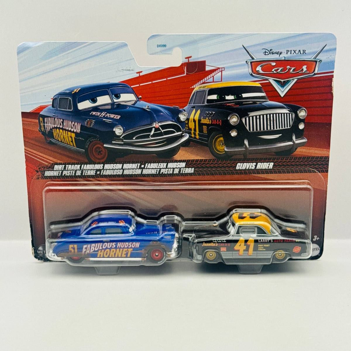 Disney Pixar Cars FABULOUS HUDSON HORNET & CLOVIS RIDER Thomasville 1:55 Diecast