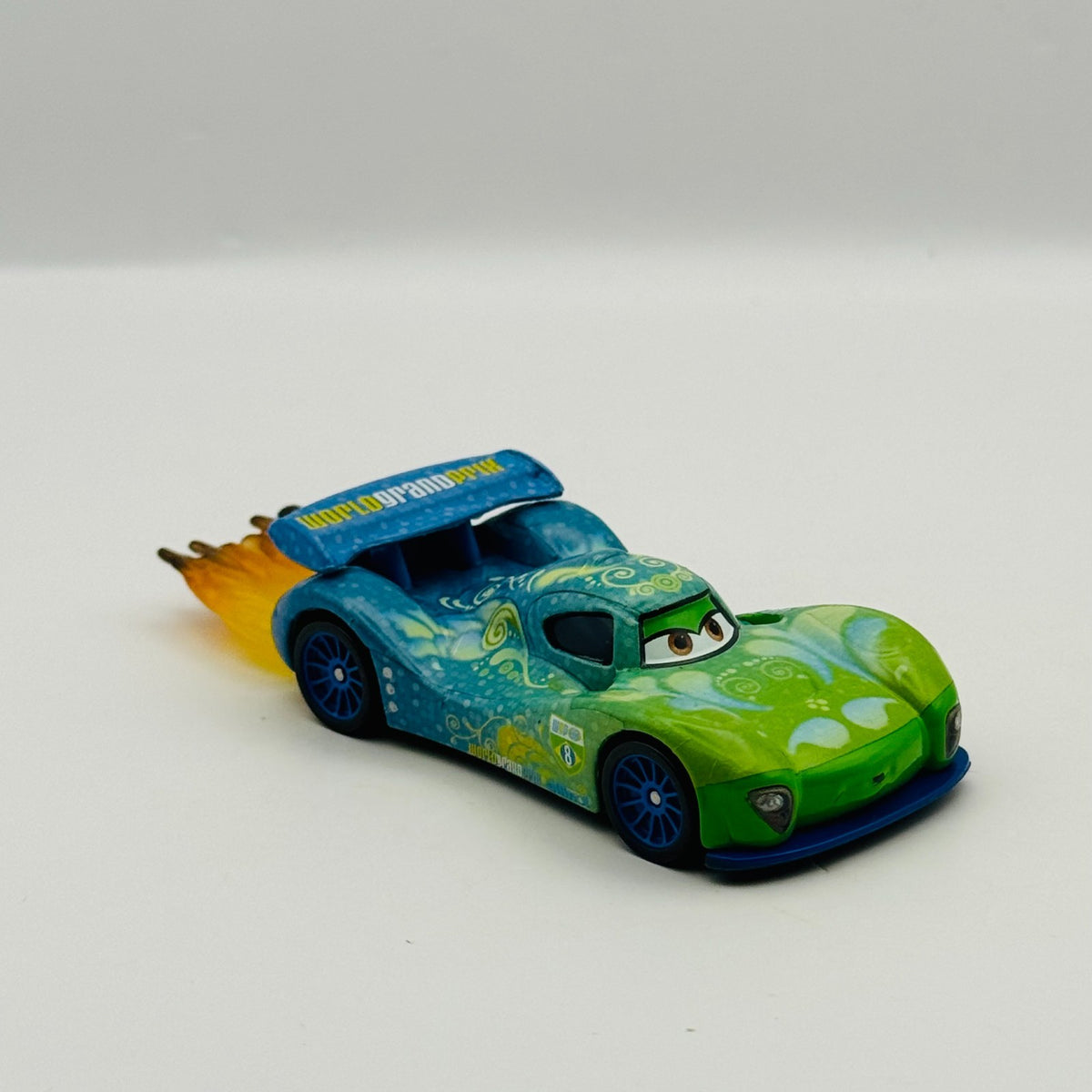 Disney Pixar Cars - CARLA WITH FLAMES STICKERS Allinol Blowout 2014 1:55 Diecast