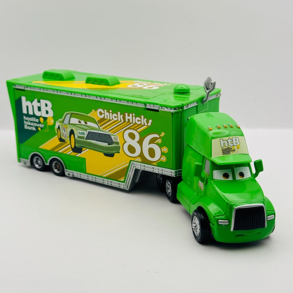 Disney Pixar Cars - CHICK HICKS HTB HAULER Truck & Trailer 2009 - 1:55 Diecast