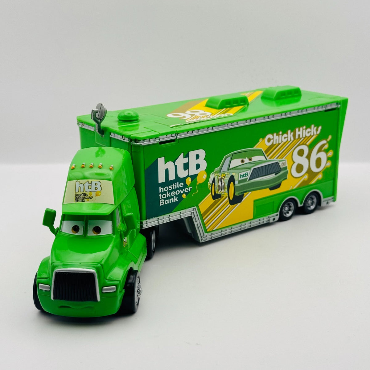 Disney Pixar Cars - CHICK HICKS HTB HAULER Truck & Trailer 2009 - 1:55 Diecast