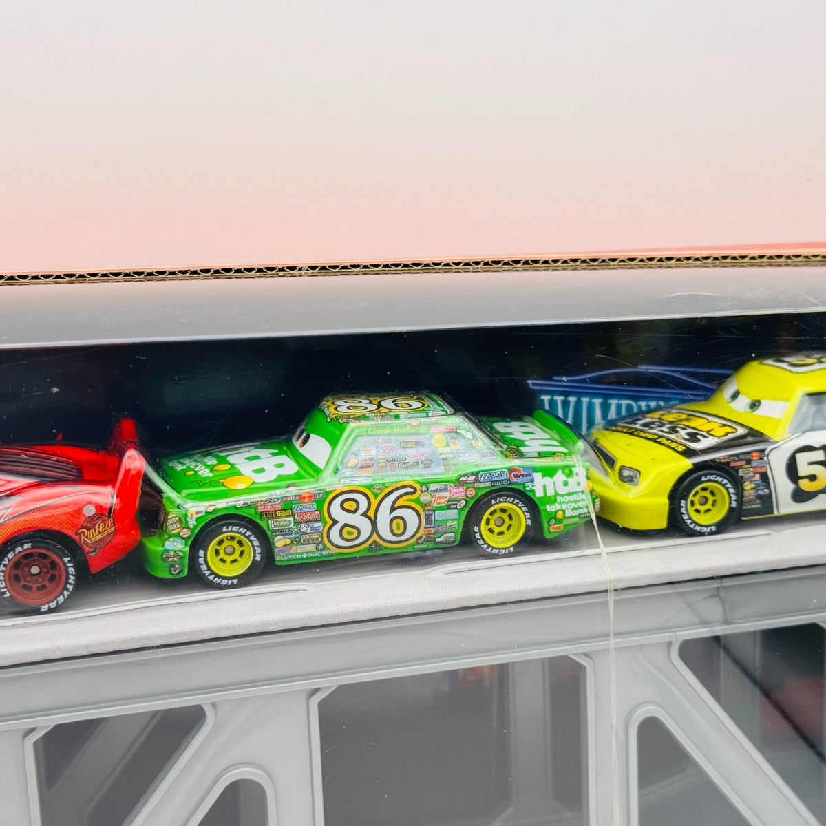 Disney Pixar Cars MACK TRANSPORTER HAULER CHICK HICKS Supercharged 1:55 Diecast