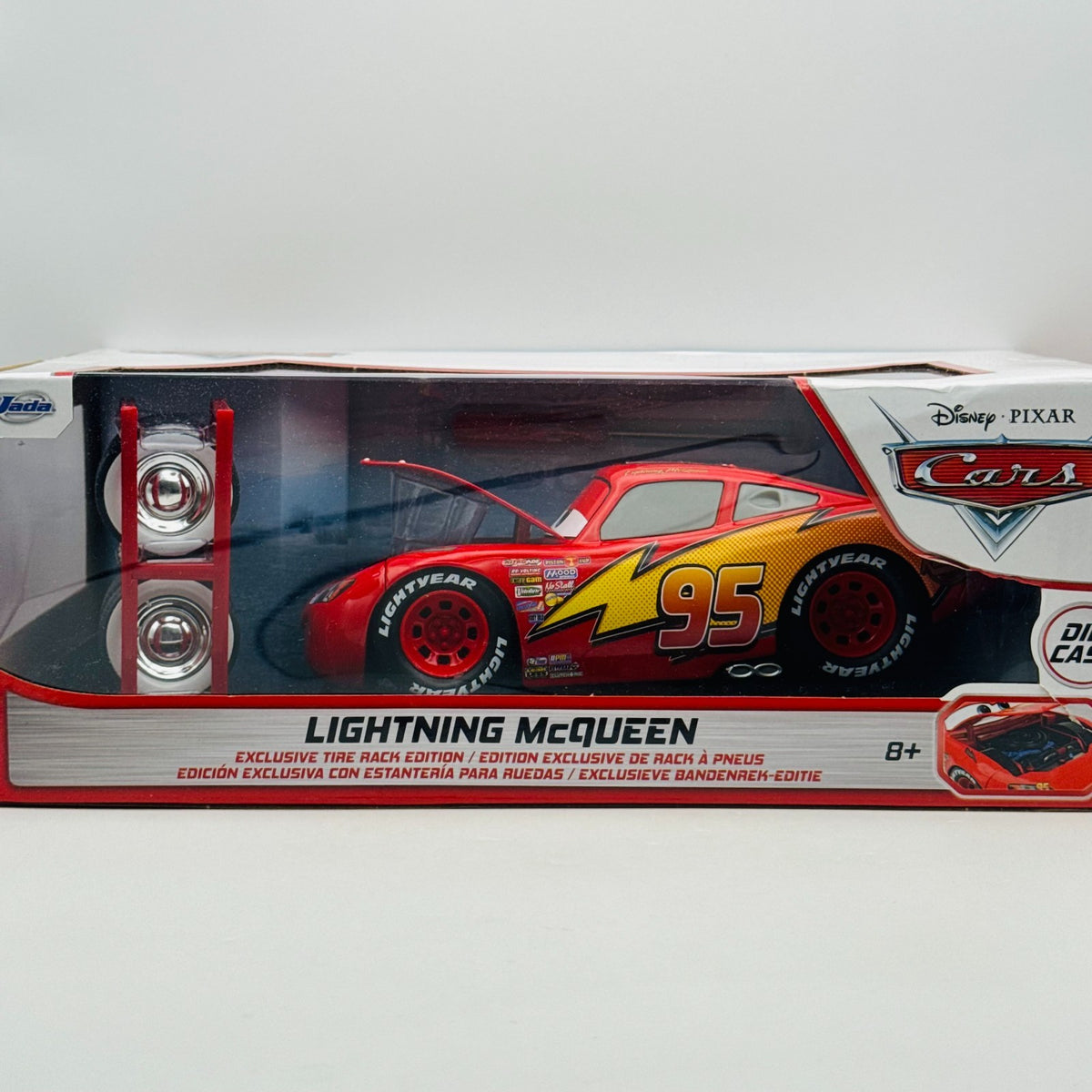 Disney Pixar Cars - JADA CARS 1 LIGHTNING MCQUEEN & WHITEWALL TIRES 1:18 Diecast