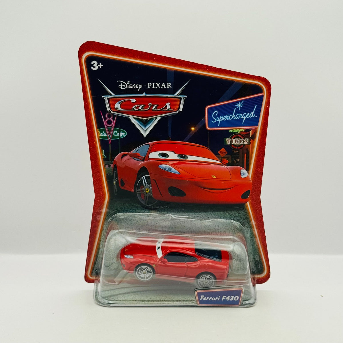 Disney Pixar Cars FERRARI F430 MICHAEL SCHUMACHER Supercharged 2007 1:55 Diecast