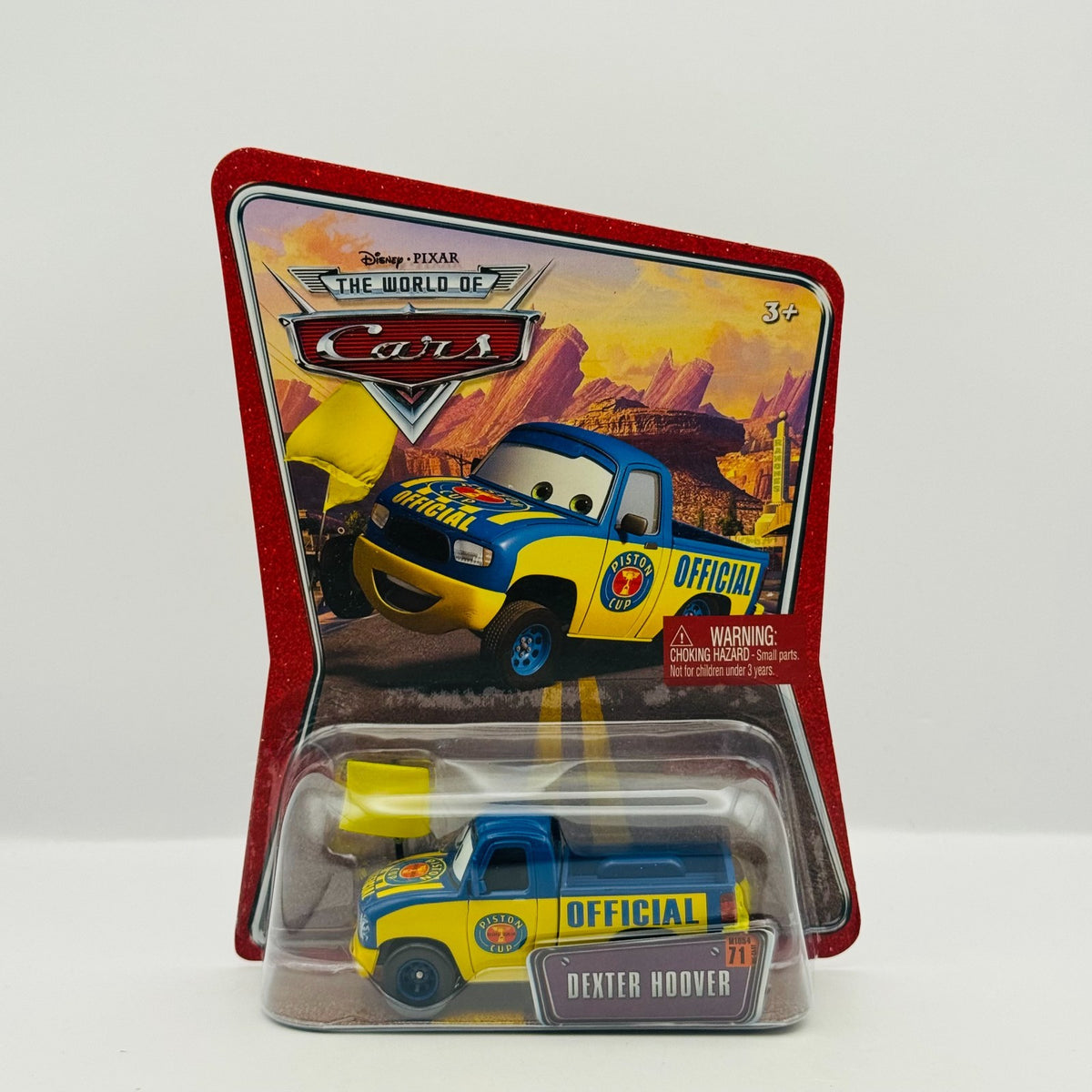 Disney Pixar Cars - DEXTER HOOVER YELLOW FLAG World Of Cars 2008 - 1:55 Diecast