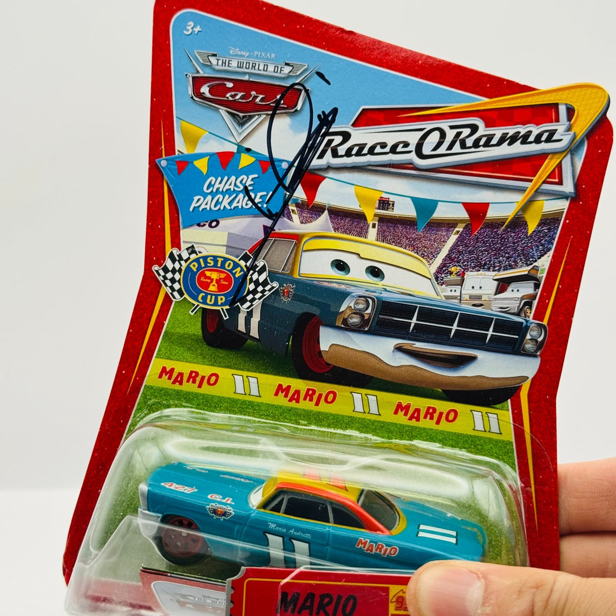 Disney Pixar Cars - SIGNED MARIO ANDRETTI CHASE AUTOGRAPH 2009 - 1:55 Diecast
