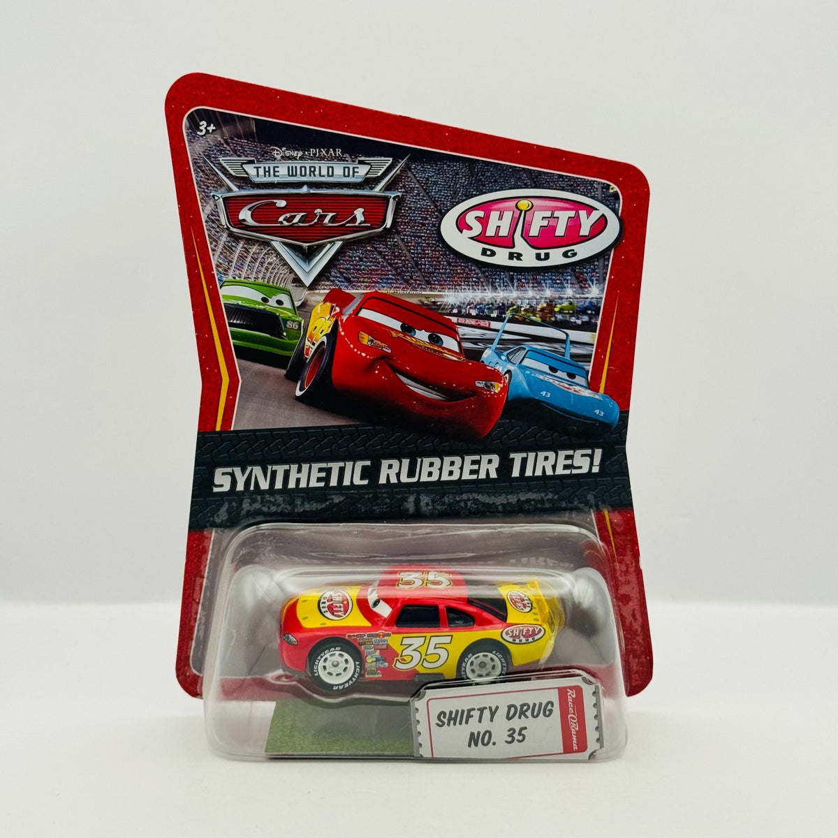 Disney Pixar Cars - KEVIN RACINGTIRE SHIFTY DRUG Rubber Tires 2009- 1:55 Diecast