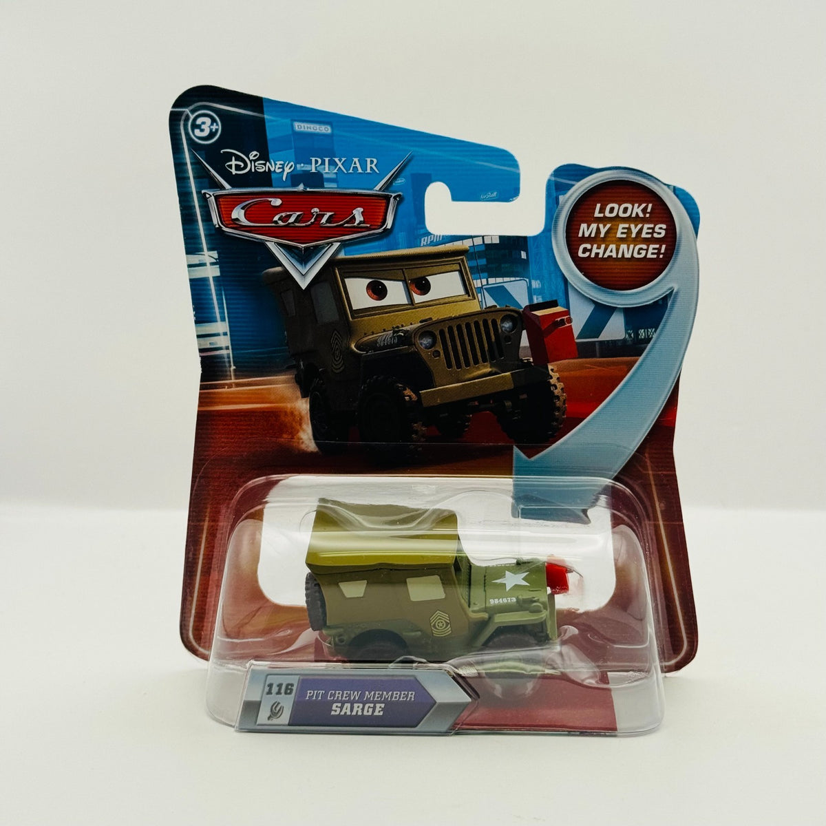 Disney Pixar Cars - LENTICULAR PIT CREW MEMBER SARGE Eyes Change - 1:55 Diecast