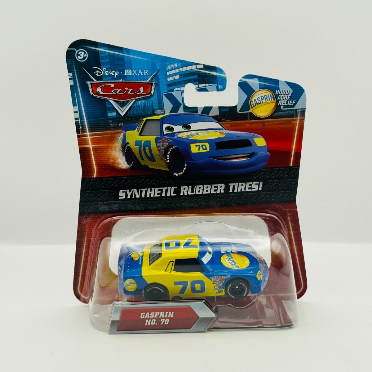Disney Pixar Cars - GASPRIN FLOYD MULVIHILL Rubber Tires Piston Cup 1:55 Diecast