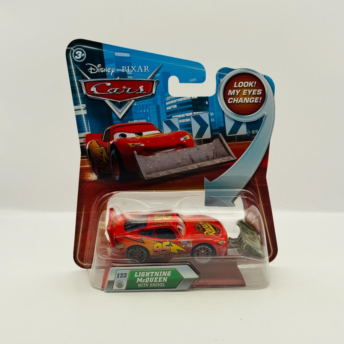 Disney Pixar Cars - LENTICULAR MCQUEEN WITH SHOVEL Eyes Change - 1:55 Diecast