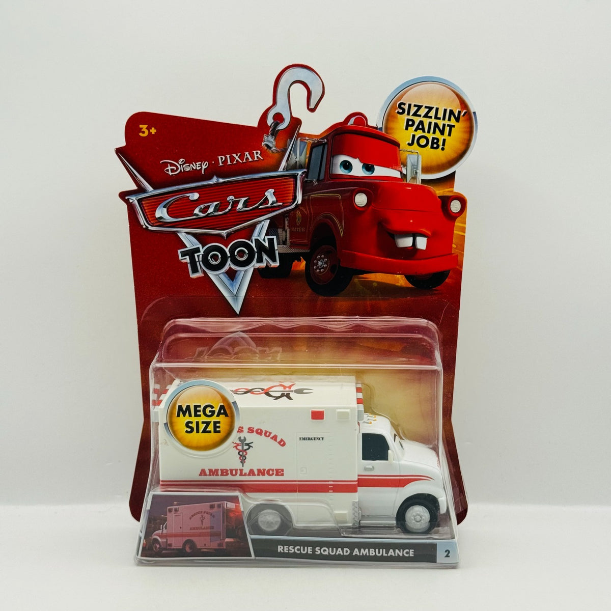 Disney Pixar Cars Toon - RESCUE SQUAD AMBULANCE Rescue Squad Mater- 1:55 Diecast