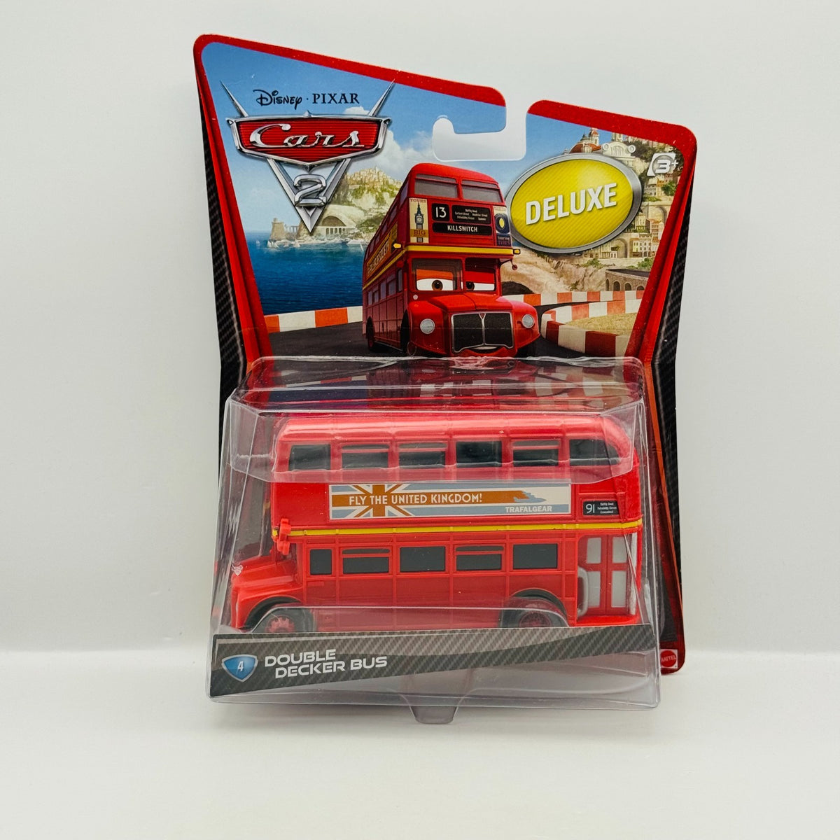 Disney Pixar Cars - LONDON DOUBLE DECKER BUS Deluxe Cars 2 2011 - 1:55 Diecast