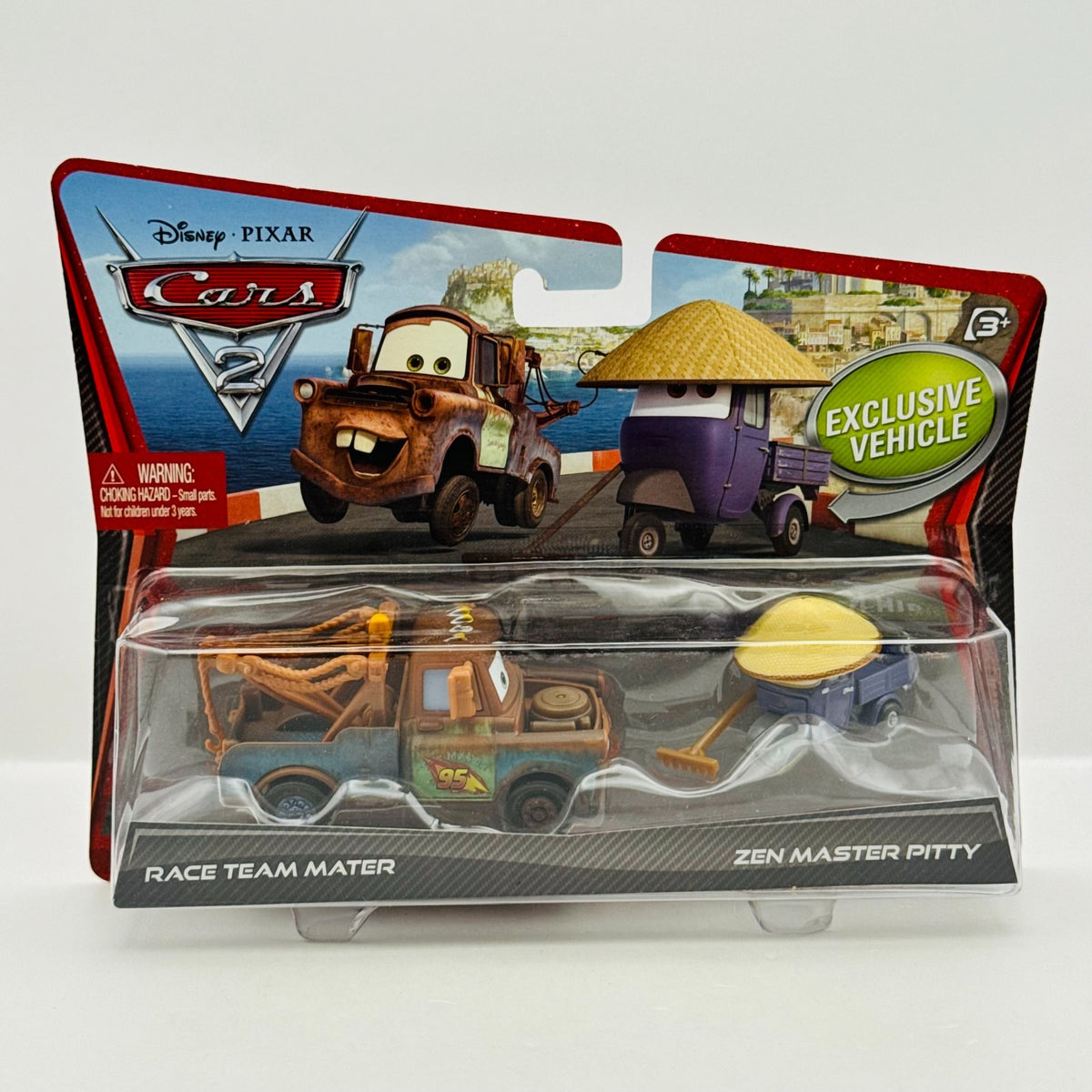Disney Pixar Cars -RACE TEAM MATER & ZEN MASTER PITTY Cars 2 2011 - 1:55 Diecast