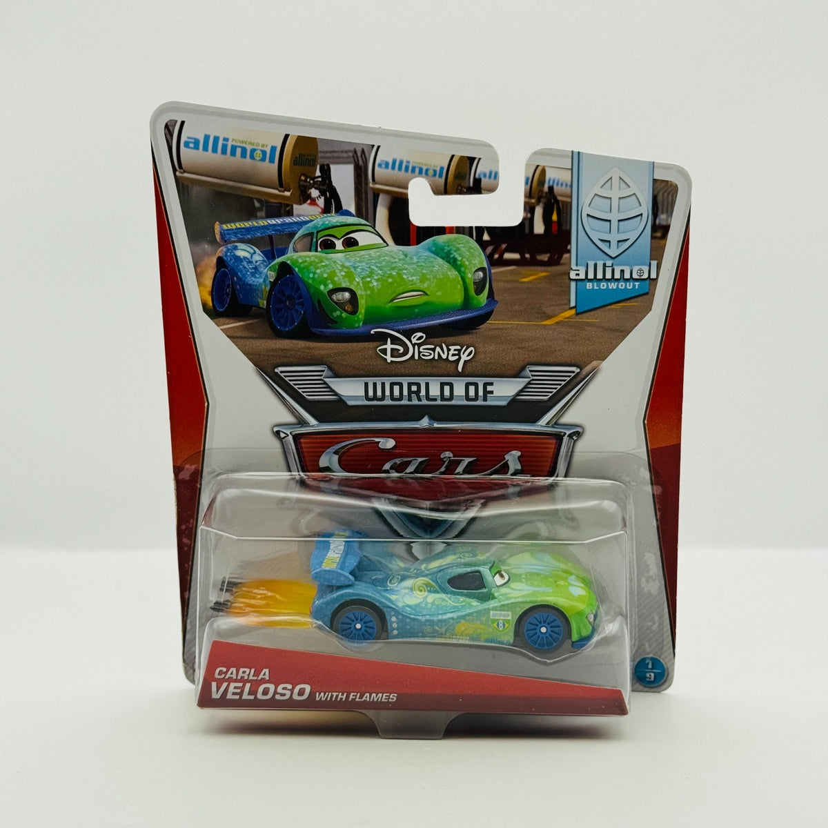 Disney Pixar Cars - CARLA WITH FLAMES STICKERS Allinol Blowout 2014 1:55 Diecast