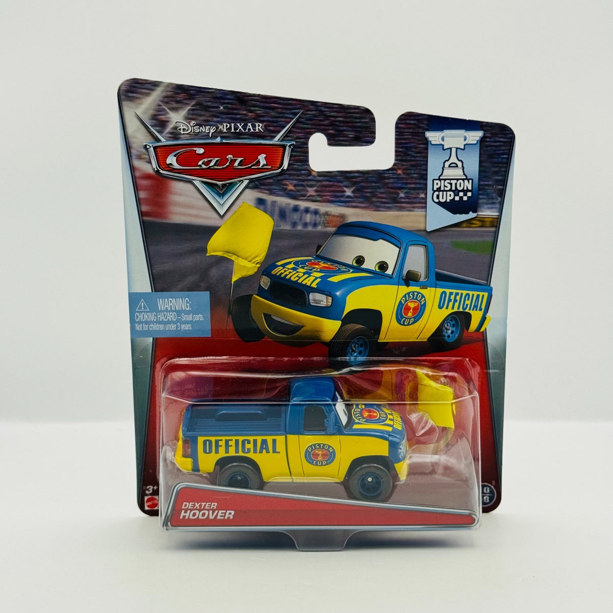 Disney Pixar Cars - DEXTER HOOVER WITH YELLOW FLAG Piston Cup 2015- 1:55 Diecast