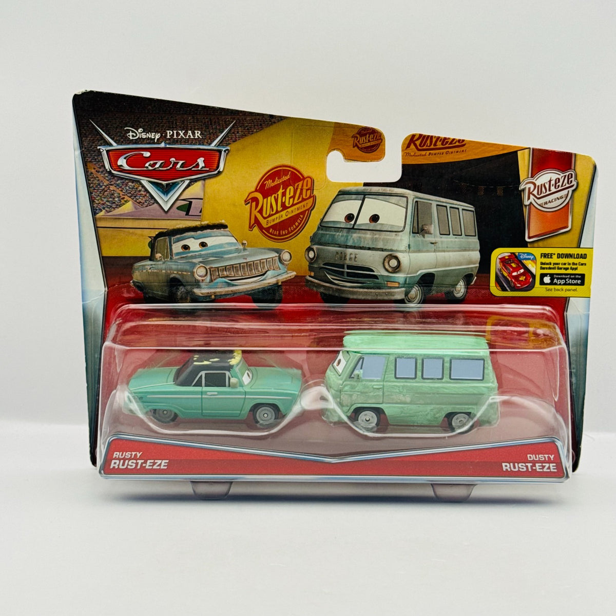 Disney Pixar Cars - RUSTY & DUSTY RUST-EZE Rusteze Racing 2016 - 1:55 Diecast