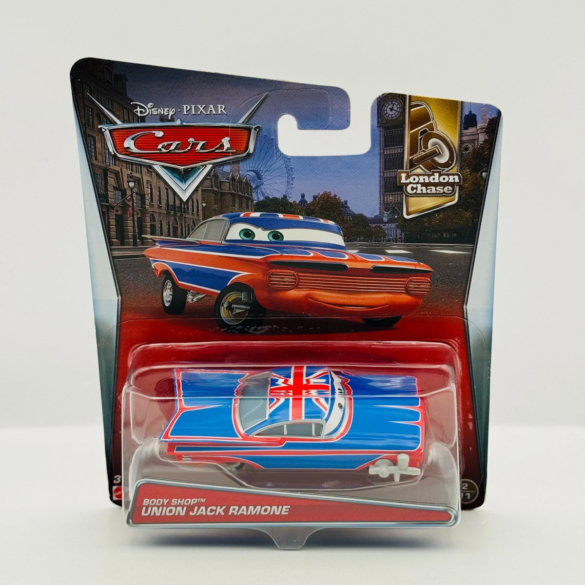 Disney Pixar Cars - BODY SHOP UNION JACK RAMONE London Chase 2017 - 1:55 Diecast