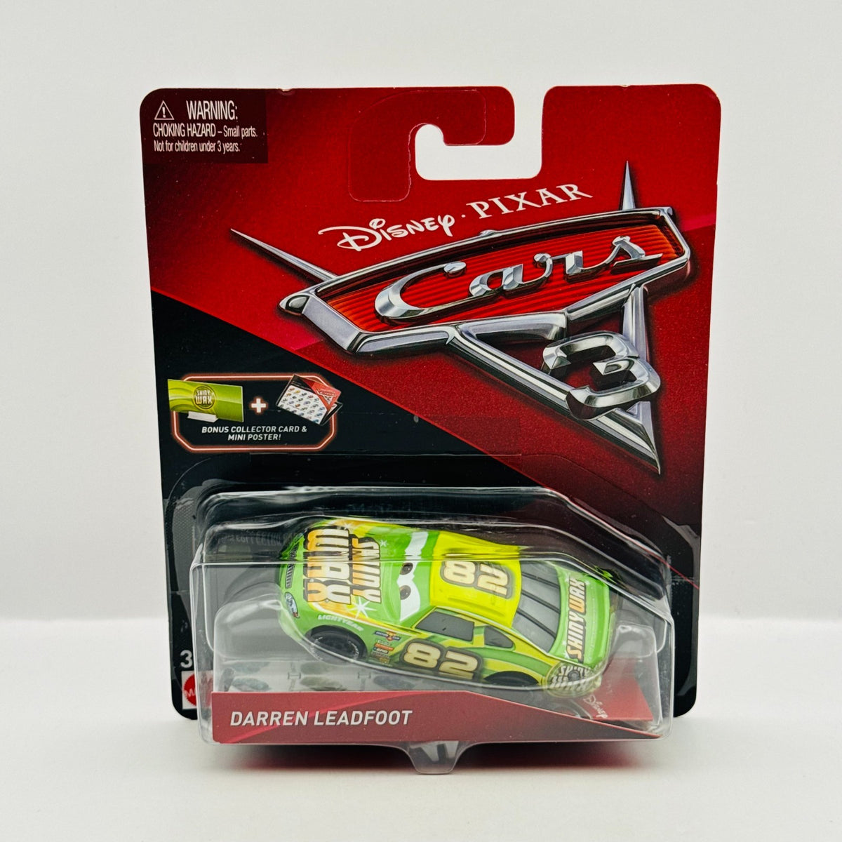 Disney Pixar Cars - DARREN LEADFOOT SHINY WAX COLLECTOR CARD 2017 - 1:55 Diecast
