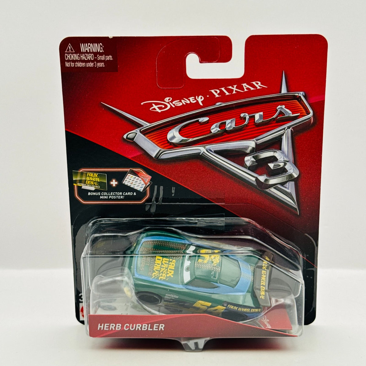 Disney Pixar Cars HERB CURBLER FAUX WHEEL DRIVE Collector Card 2017 1:55 Diecast