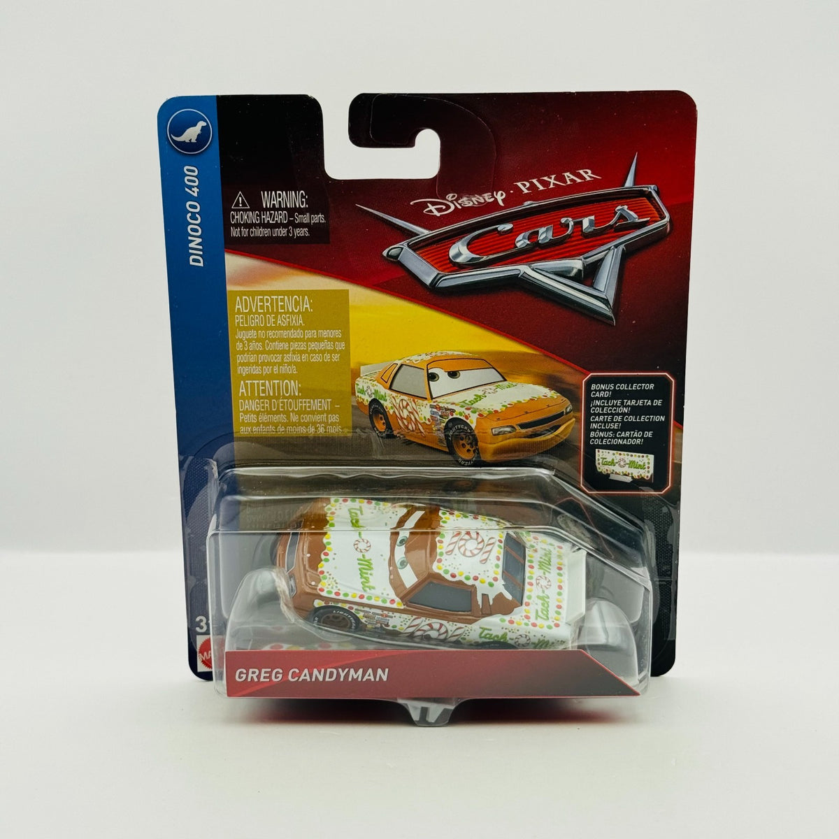 Disney Pixar Cars - GREG CANDYMAN TACH O MINT COLLECTOR CARD 2018 - 1:55 Diecast