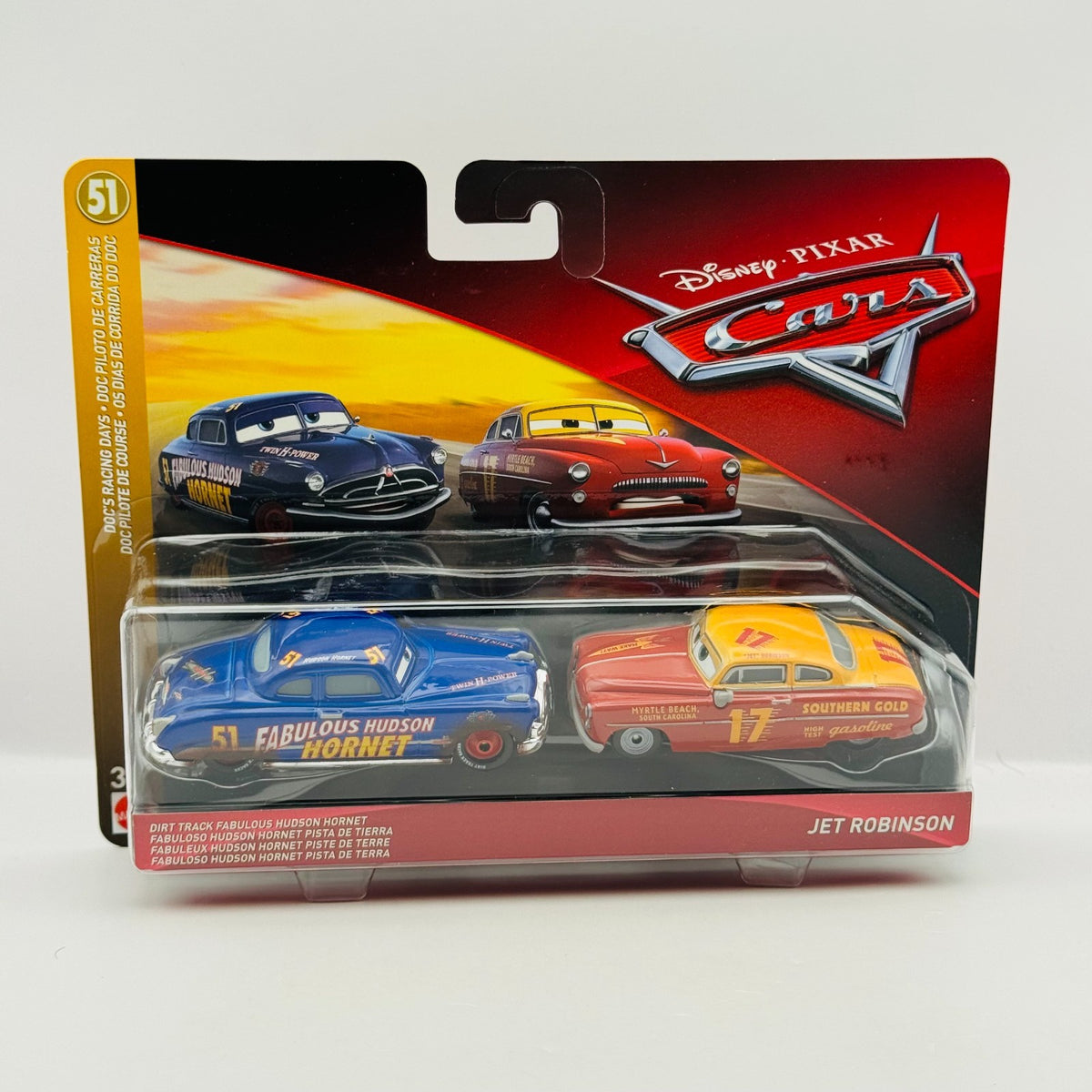 Disney Pixar Cars - FABULOUS HUDSON HORNET DOC & JET ROBINSON 2018- 1:55 Diecast