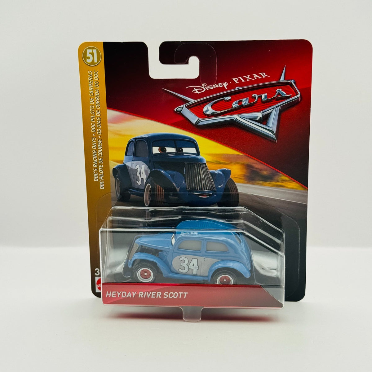 Disney Pixar Cars - HEYDAY RIVER SCOTT Doc's racing Days 2018 - 1:55 Diecast