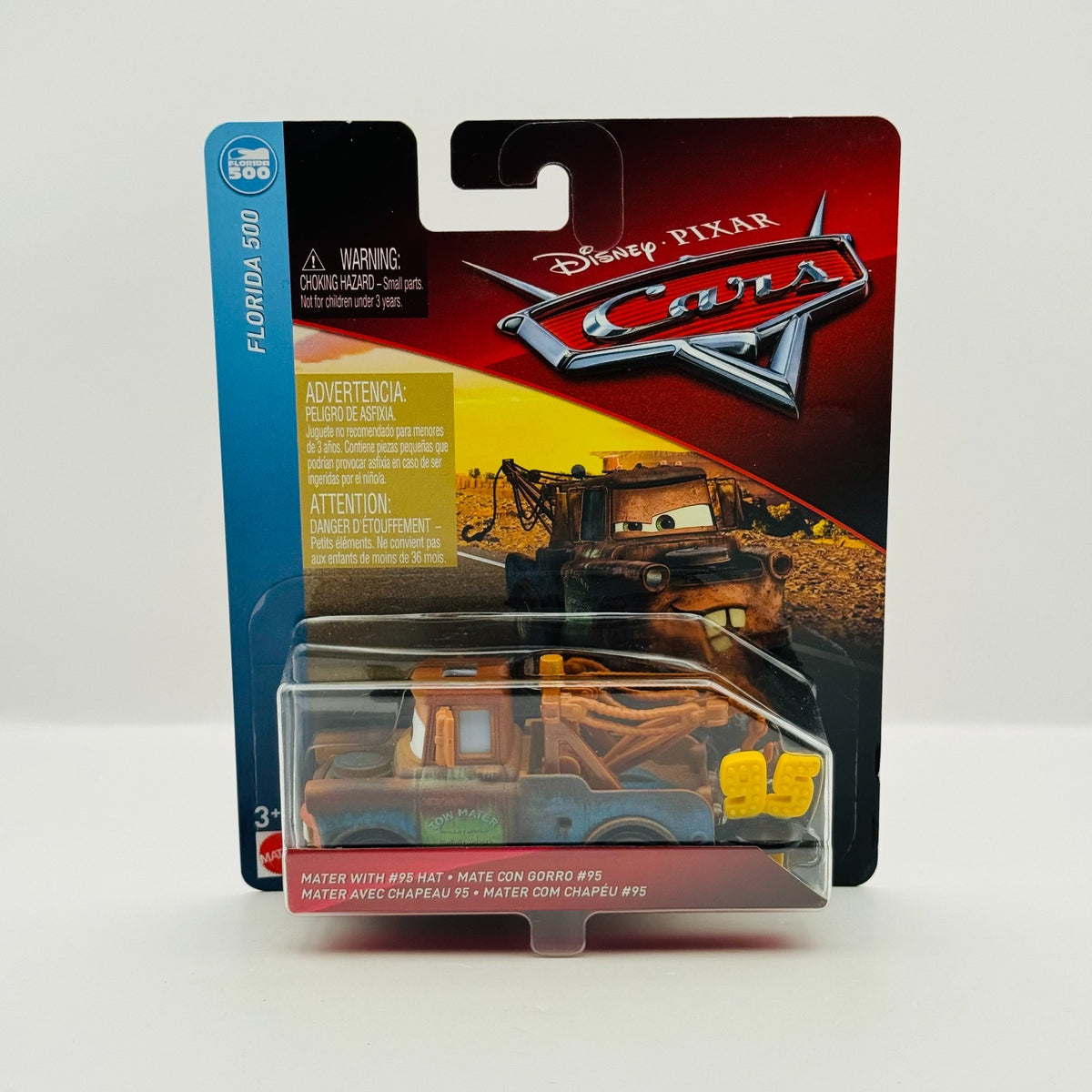 Disney Pixar Cars - MATER WITH #95 HAT Florida 500 2018 - 1:55 Diecast
