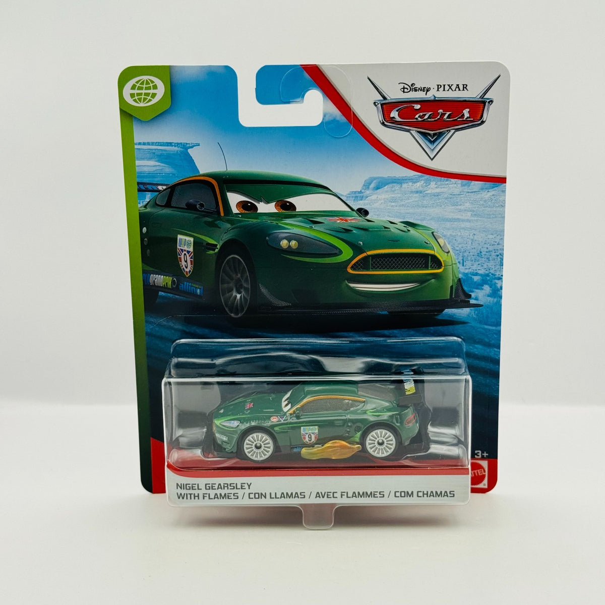 Disney Pixar Cars - NIGEL GEARSLEY WITH FLAMES WGP Blue Desert 2020 1:55 Diecast