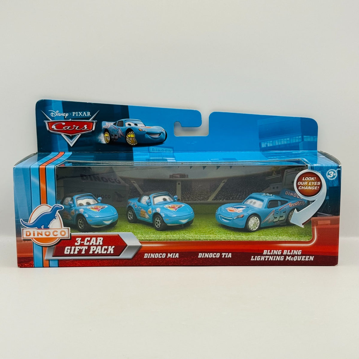 Disney Pixar Cars - LENTICULAR DINOCO MIA TIA MCQUEEN 3-PK 2010 - 1:55 Diecast