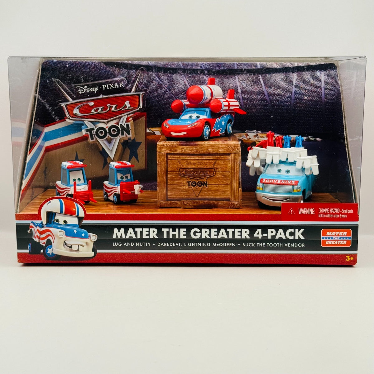 Disney Pixar Cars MATER THE GREATER 4-PK DAREDEVIL BUCKTOOTH VENDOR 1:55 Diecast