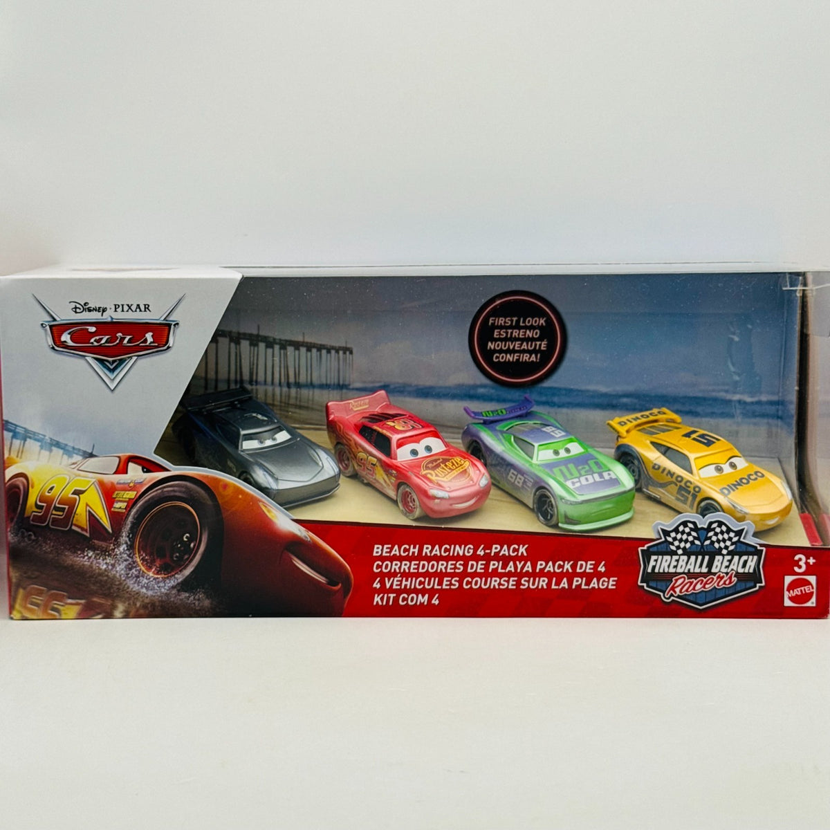 Disney Pixar Cars - FIREBALL BEACH RACING 4-PK HJ HOLLIS MCQUEEN - 1:55 Diecast