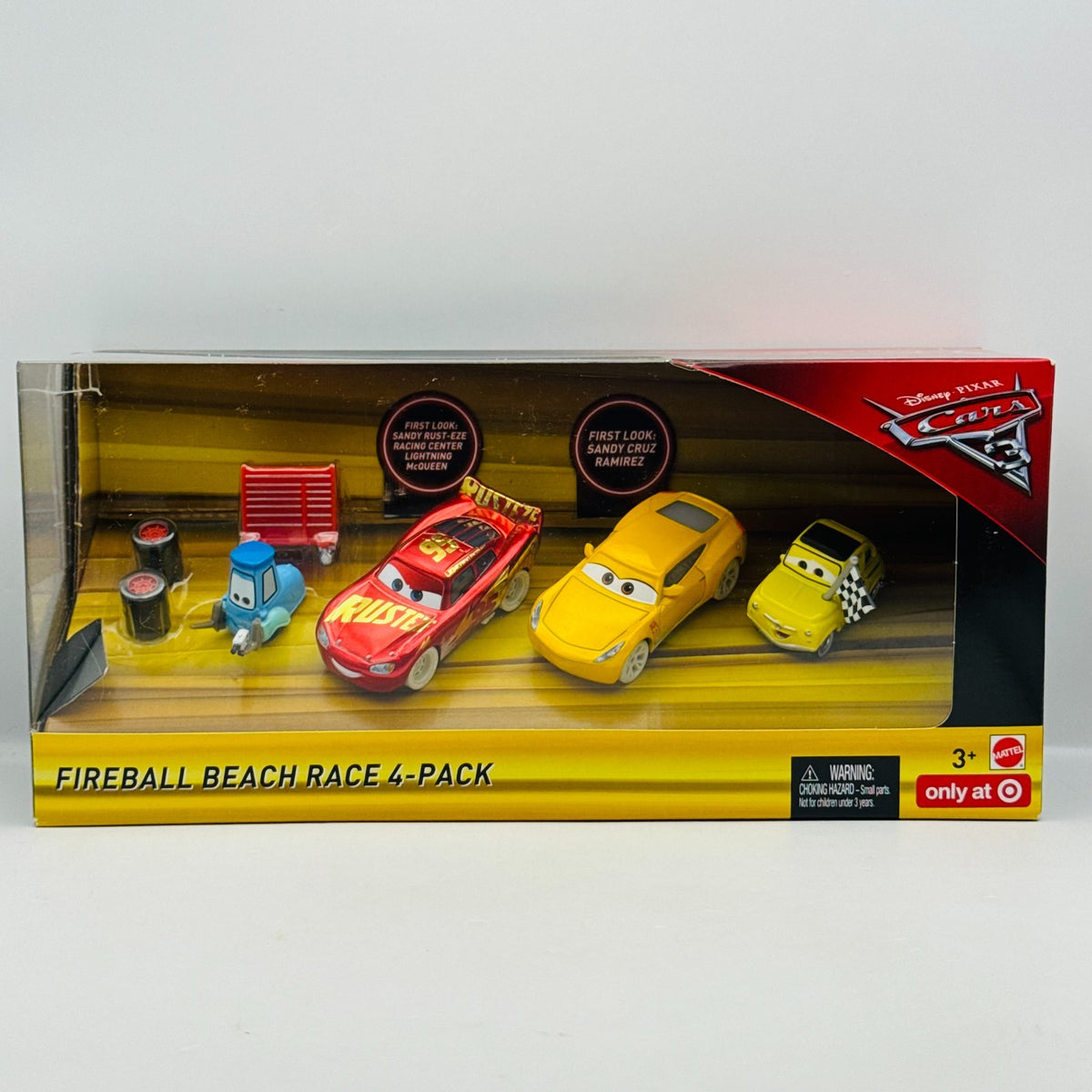 Disney Pixar Cars - FIREBALL BEACH RACE 4-PK LUIGI WITH FLAG 2017 - 1:55 Diecast
