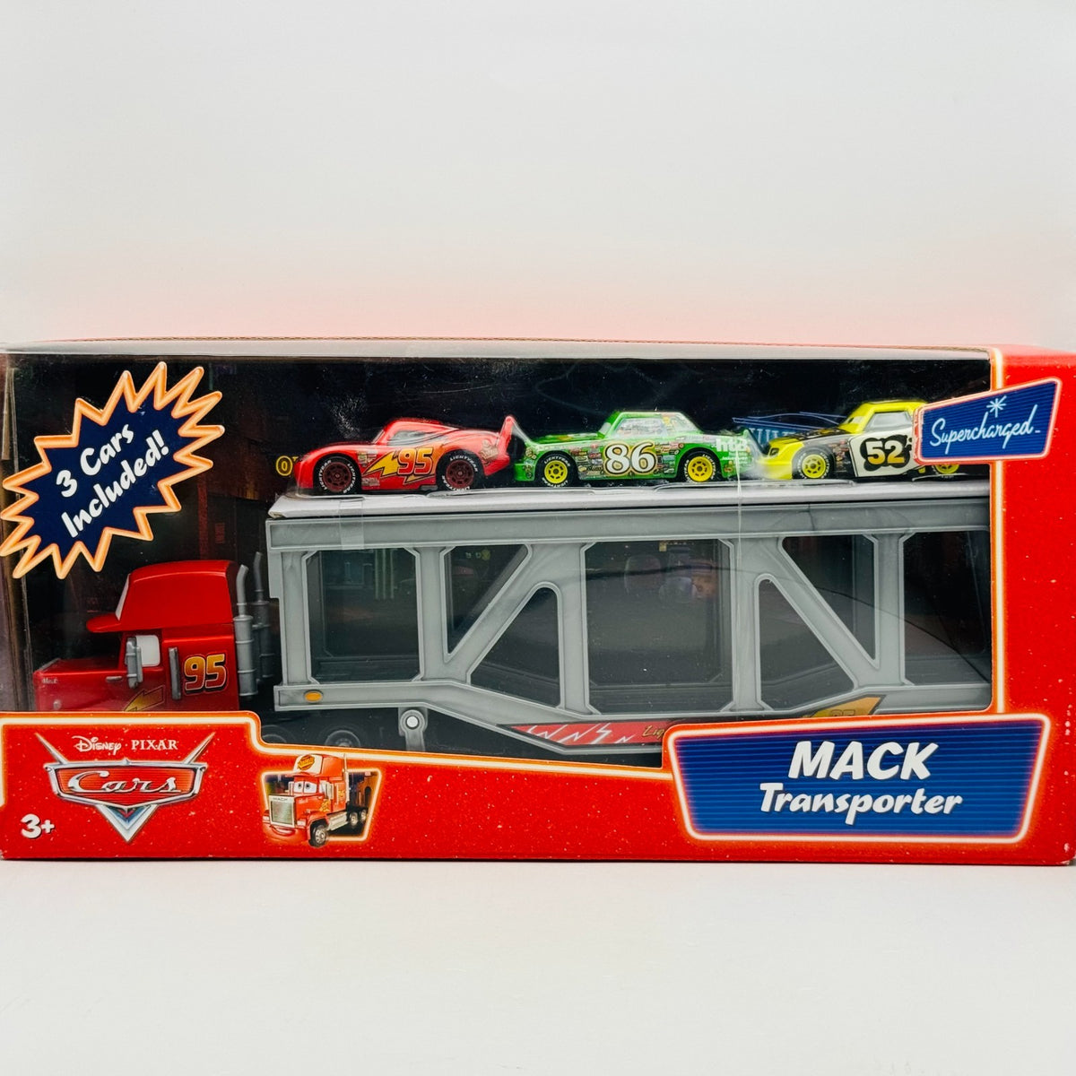 Disney Pixar Cars MACK TRANSPORTER HAULER CHICK HICKS Supercharged 1:55 Diecast