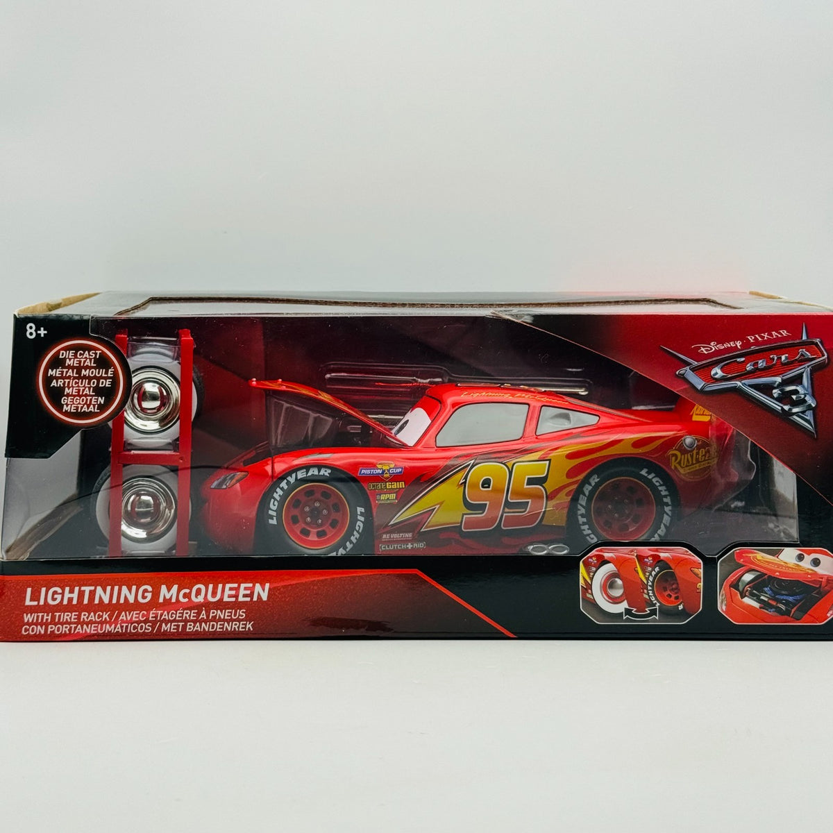 Disney Pixar Cars - JADA CARS 3 LIGHTNING MCQUEEN WITH WHITEWALLS - 1:24 Diecast